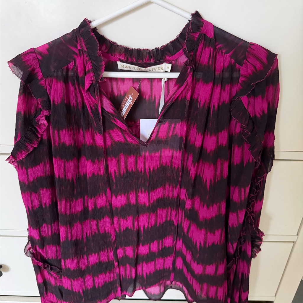 Marie Oliver Vibrant Pink And Black Blouse